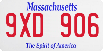 MA license plate 9XD906