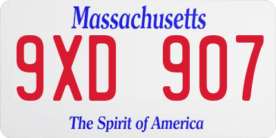 MA license plate 9XD907