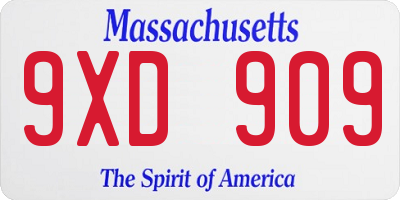 MA license plate 9XD909