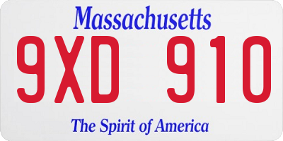 MA license plate 9XD910