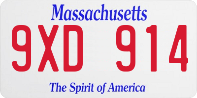 MA license plate 9XD914