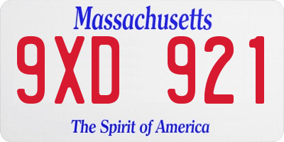 MA license plate 9XD921