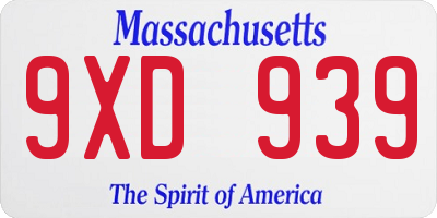 MA license plate 9XD939
