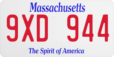 MA license plate 9XD944