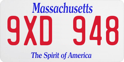 MA license plate 9XD948