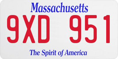 MA license plate 9XD951