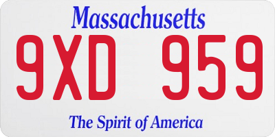 MA license plate 9XD959