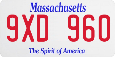 MA license plate 9XD960