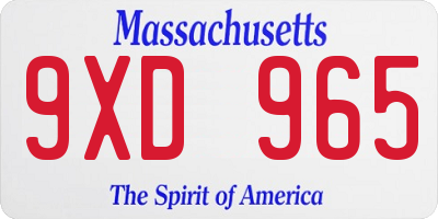 MA license plate 9XD965