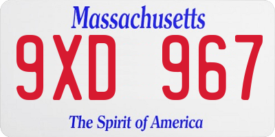 MA license plate 9XD967