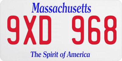 MA license plate 9XD968