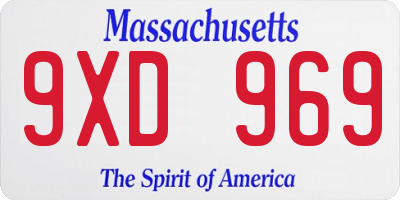 MA license plate 9XD969