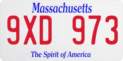 MA license plate 9XD973