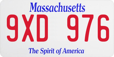 MA license plate 9XD976