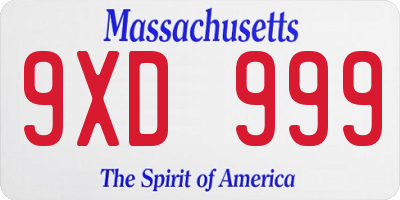 MA license plate 9XD999
