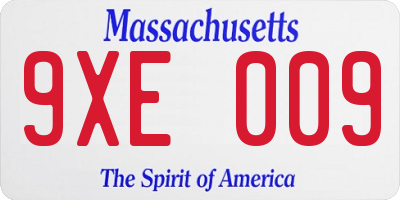 MA license plate 9XE009