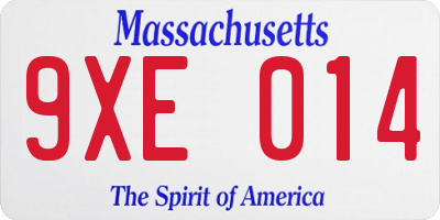 MA license plate 9XE014