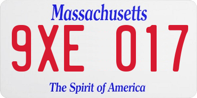 MA license plate 9XE017