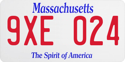 MA license plate 9XE024