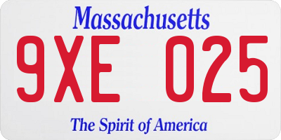 MA license plate 9XE025