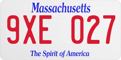 MA license plate 9XE027