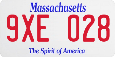 MA license plate 9XE028