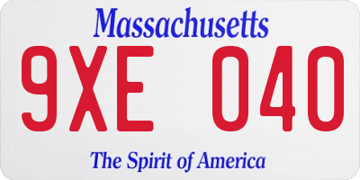 MA license plate 9XE040