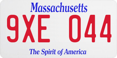 MA license plate 9XE044