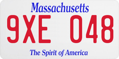 MA license plate 9XE048