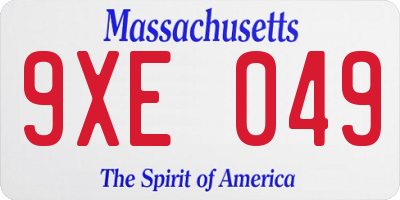 MA license plate 9XE049