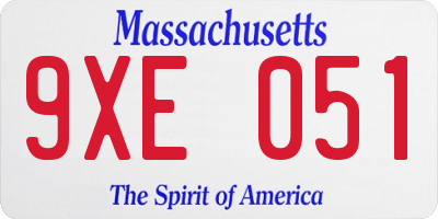MA license plate 9XE051