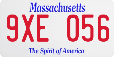 MA license plate 9XE056