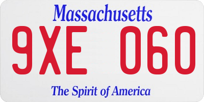 MA license plate 9XE060