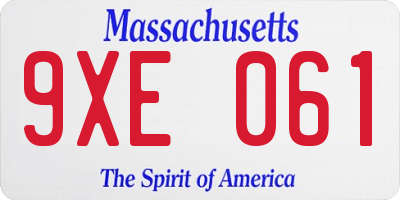 MA license plate 9XE061
