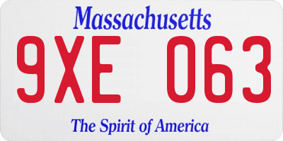 MA license plate 9XE063