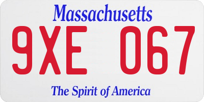 MA license plate 9XE067
