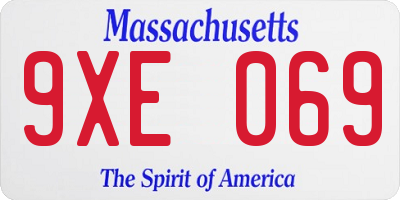 MA license plate 9XE069