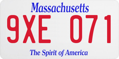 MA license plate 9XE071