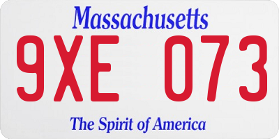 MA license plate 9XE073