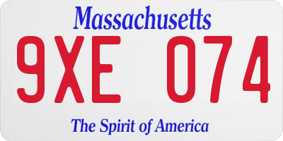 MA license plate 9XE074