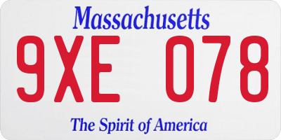 MA license plate 9XE078
