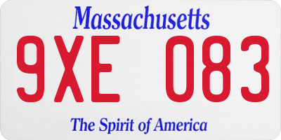 MA license plate 9XE083