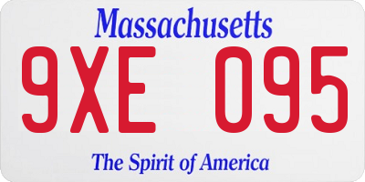 MA license plate 9XE095