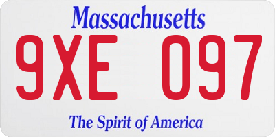 MA license plate 9XE097