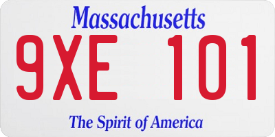 MA license plate 9XE101