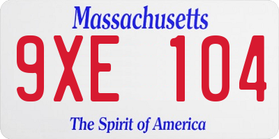 MA license plate 9XE104