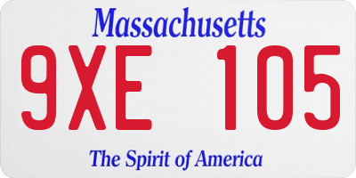 MA license plate 9XE105