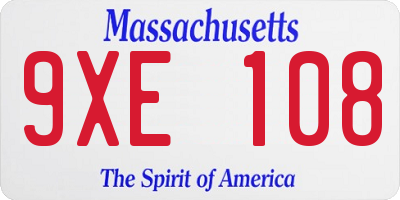 MA license plate 9XE108