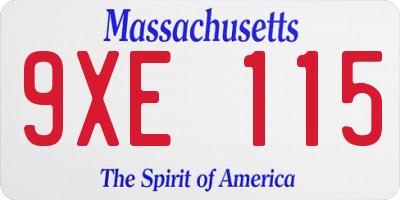 MA license plate 9XE115