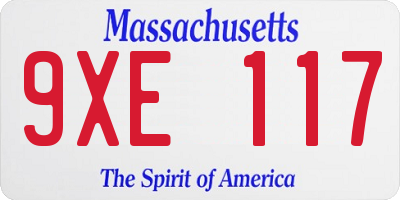 MA license plate 9XE117